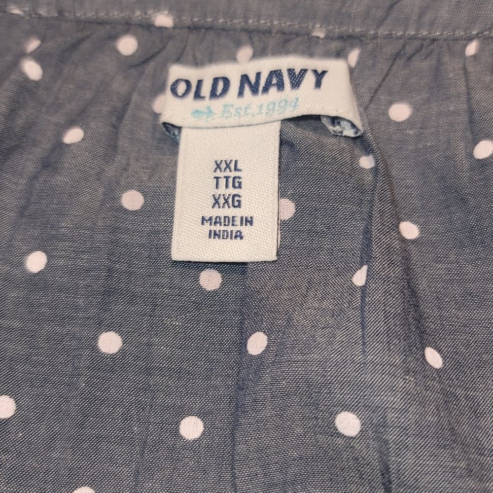OLD NAVY - Plus Size - XXL - Gray-Blue Polka Dot Long Sleeve Top Blouse - Picture 5 of 7